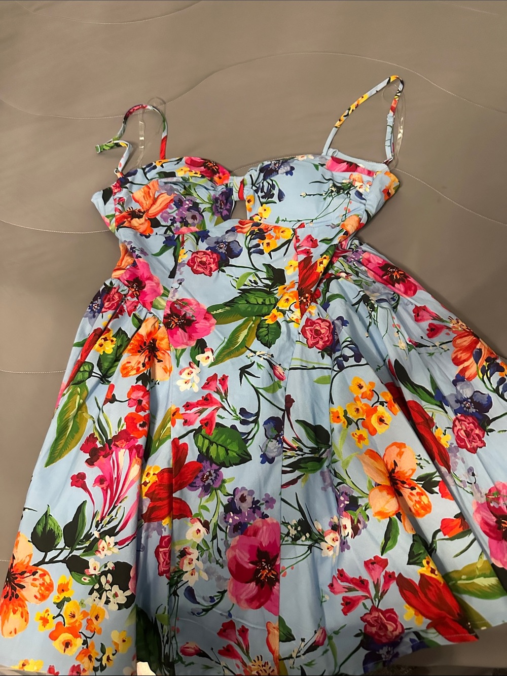 Emerald Sundae Light Blue Floral Fit-and-Flare Mini Dress